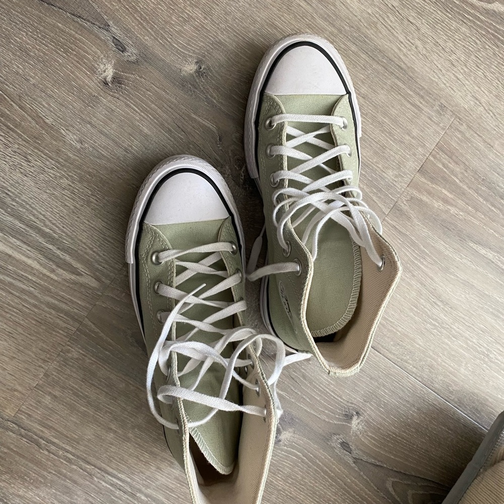 Green High-Top Sneakers with White Laces